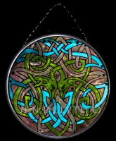 Dragonfly Celtic Art Stained Glass by Jen Delyth