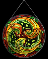 TRISKELE Celtic Art Stained Glass by Jen Delyth
