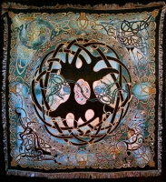 Tree of Life Mandala multicolored Afghan Throw by Jen Delyth