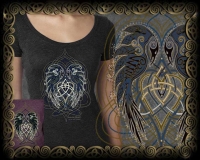 Ravens Heart - Celtic Morrigan Triblend LS Tshirt By Jen Delyth