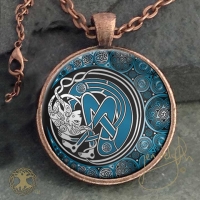 ARIANRHOD Moon Spirit - Vintage Celt Copper Glass Domed Pendant By Jen Delyth